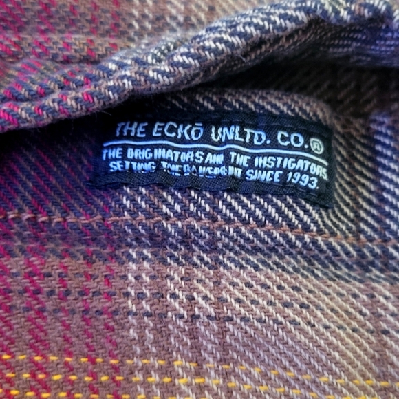 Ecko Unlimited Men's L Plaid Button-Up Shirt with Collar - Picture 4 of 10